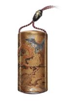 KAKOSAI LINEAGEAN INLAID GOLD-LACQUER FOUR-CASE INRO, EDO PERIOD (1615-1868), EARLY 19TH CENTURY