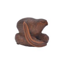 OKATOMO OF KYOTOA WOOD NETSUKE OF A QUAIL, EDO PERIOD (1615-1868), LATE 18TH/EARLY 19TH CENTURY