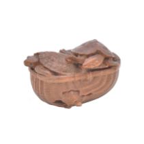 TADAKAZU/CHUICHIA WOOD NETSUKE OF TORTOISES IN A BASKET, EDO PERIOD (1615-1868), 19TH CENTURY