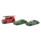 Six Dinky die-cast model vehicles, and two others