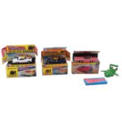 Two Corgi die-cast Man from UNCLE, and Dinky Thunderbirds vehicles, reproduction boxes