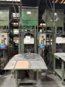 20 tonne hydraulic purpose built presses for inhouse production c/w Infeed Tables