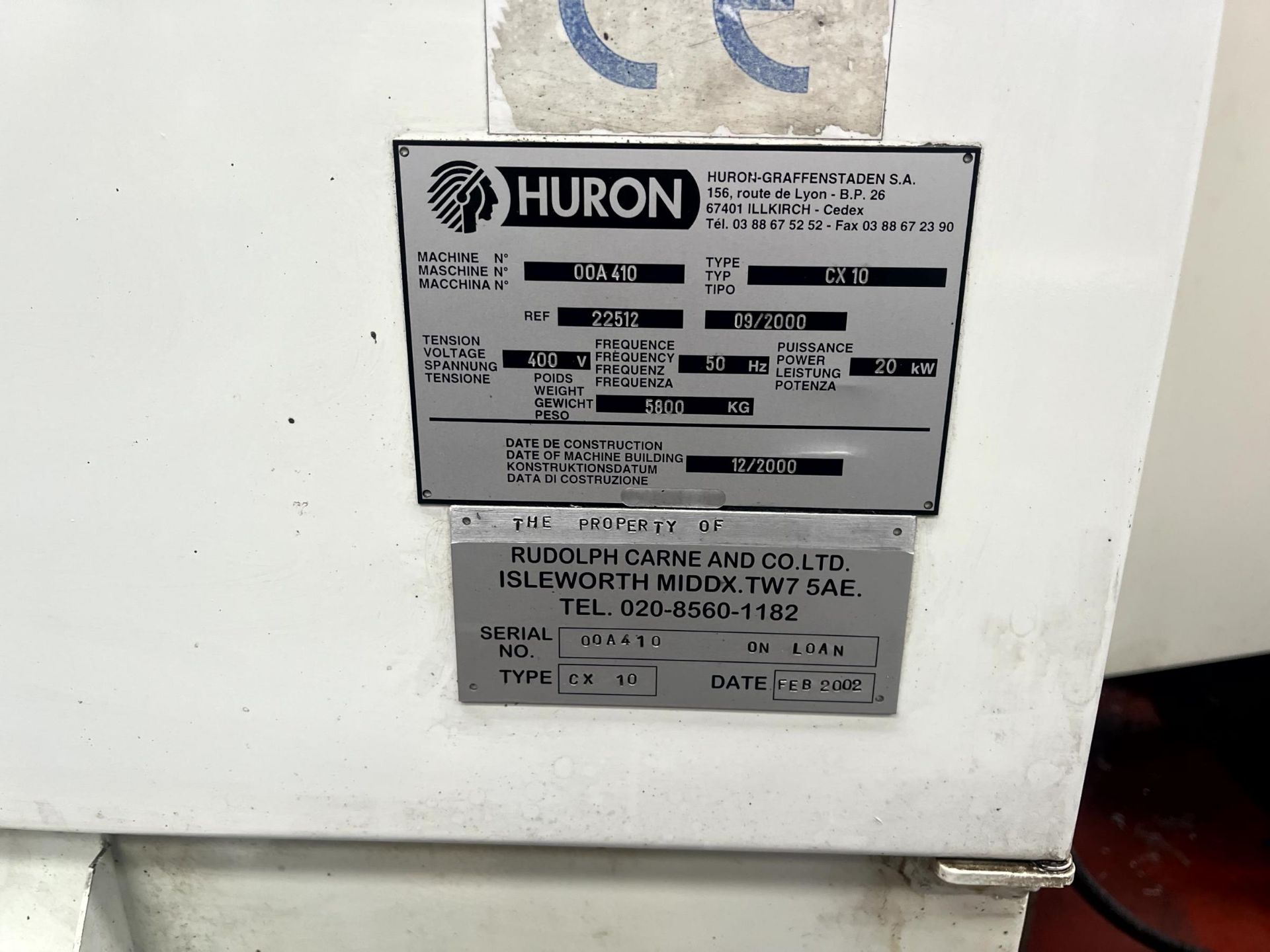 Huron CX10 vertical milling machine, Serial No. 00A410 (2000) with external swarf conveyor, metal - Image 9 of 20