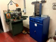 Delapena freestanding Auto-speedhone honing machine, Serial No. 3143-15 with tooling cabinet and