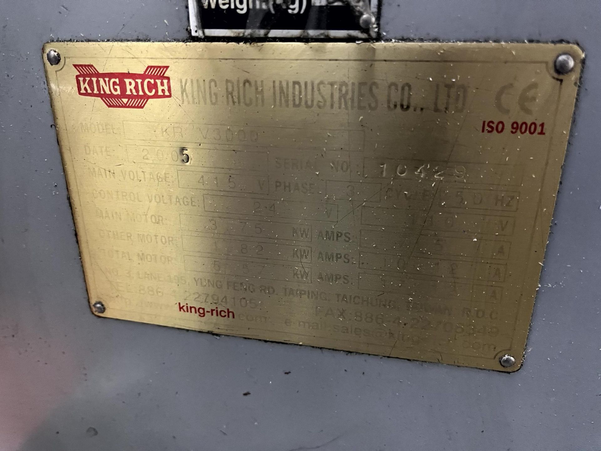King Rich KRV3000/Edge3000 vertical milling machine, Serial No. 10429 (2005) with Proto Trak Edge - Image 11 of 25