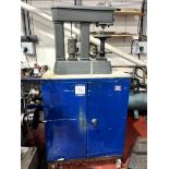 Avery 6402 hardness tester mounted on mobile cabinet