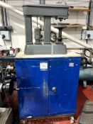 Avery 6402 hardness tester mounted on mobile cabinet