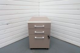 3 Drawer Under Desk Drawer Unit on Wheels With Lock and Key.