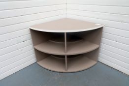 Light Brown Corner Cabinet. Dimensions: 735mm H x 800mm L x 1130mm W.