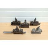 5 x Tool Holders For Lathes. With Lathe Tools in 4 of the Holders.