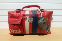 Lemans Gaston Leather 48hr Bag. Size Medium. Racing Red