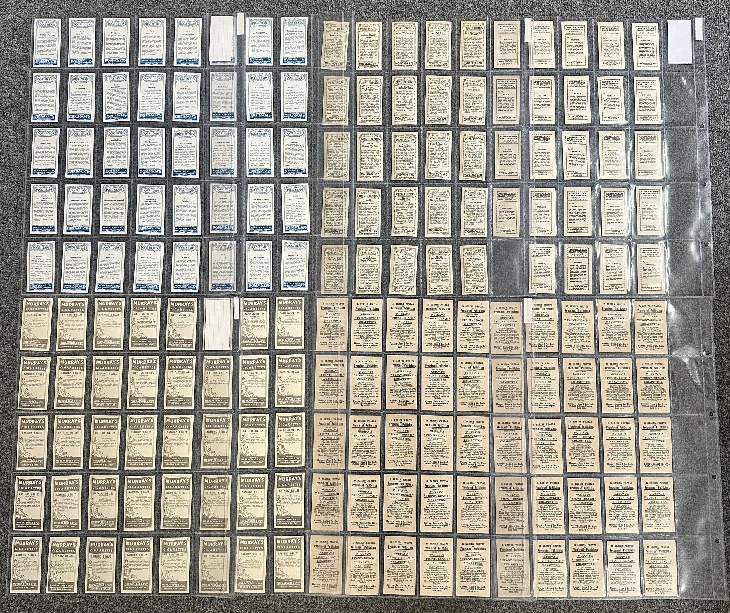 Cigarette cards, collection of complete sets in large sleeves, in very ...