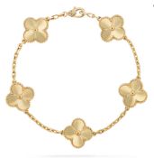 Vintage Alhambra style Bracelet - 18k Yellow Gold - Guilloche Effect