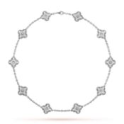 Vintage Alhambra style Necklace- 18k White Gold & Diamond - 4.83 Carat - D - VVS