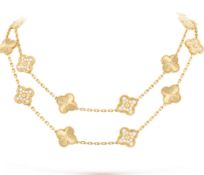 Vintage Alhambra style Necklace- 18k Yellow Gold & Diamond - 4.83 Carat - D - VVS