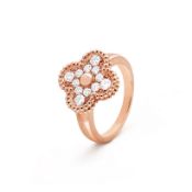 Vintage Alhambra style Ring 18K Rose Gold - Round Diamonds - D Colour - VVS Clarity