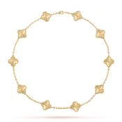 Vintage Alhambra Style Necklace- 18k Yellow Gold - Guilloche Effect