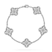 Vintage Alhambra style Bracelet - 18k White Gold - Round Diamonds 2.41 Carat - D Colour