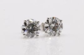 Round Brilliant Cut 1.60 Carat ( Natural Diamond ) Earrings In 18K White Gold - EDR Report
