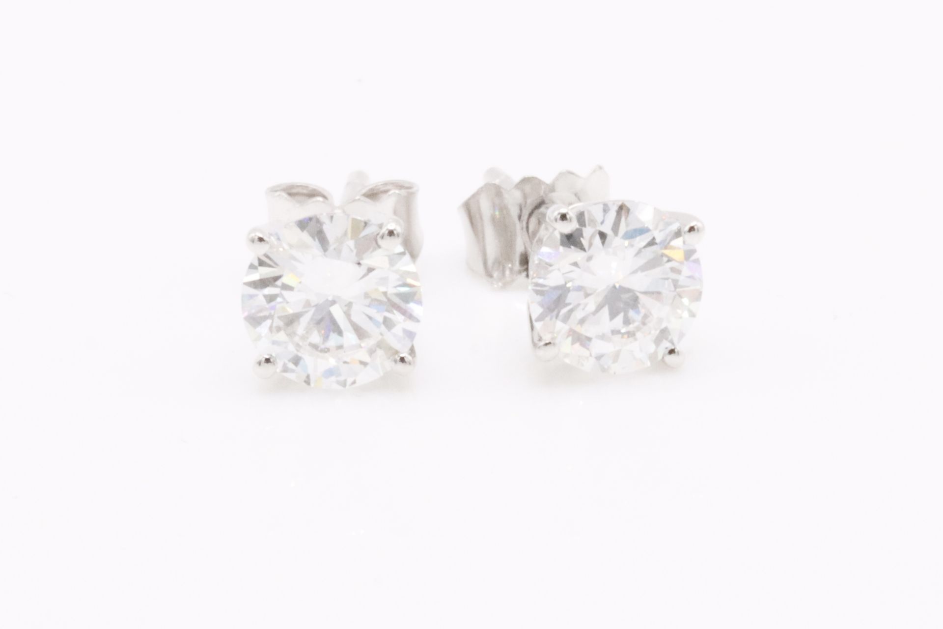 Round Brilliant Cut 1.40 Carat ( Natural Diamond ) Earrings In 18K White Gold - EDR Report - Image 2 of 8
