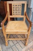 Mouseman Yorkshire Oak Dining Chair Carver Armchair