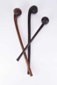 Three African tribal Maasai hardwood throwing clubs