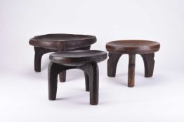 Three African tribal Hehe hardwood stools