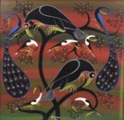 Rashid Aussi Jaffary (Tanzanian 1960-2008), Birds in a Tree, Tingatinga school