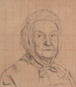 Maximilien Luce (French, 1858-1941) Sketch of an elderly woman in bonnet