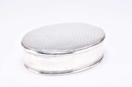 A George V silver mounted oval dressing table box