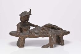 After Donat, a bronze reclining female figure