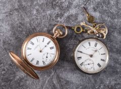 A Waltham gold plated full hunter pocket watch and a silver open face pocket watch