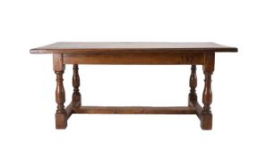 An oak refectory type dining table, 20th century
