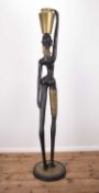 Bronze sculpture of a Ndebele African woman carrying an urn in the manner of Karl Hagenauer