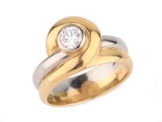 Ring, Brillant ca. 0,50 ct, 750er Bicolor ca. 9,5 g, Ringweite 57