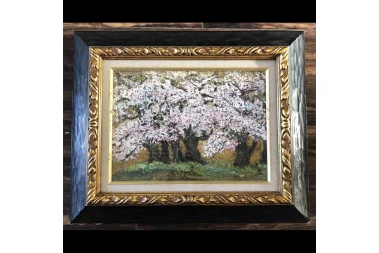 Kei Arai "Cherry Blossoms" Oil Painting F4 Framed Spring Cherry Blossoms Oil Painting Oil Painting D - Image 1 of 12