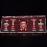 A set of five with floral patterns in Qing dynasty style