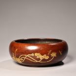 Purple Copper Chiseled and Gilt Incense Burner