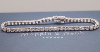 5.30CT PLATINUM VVS-E/F DIAMOND BRILLIANT CUT TENNIS BRACELET, BOXED/ CERTIFICATED/ VALUATION