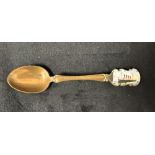 R.M.S. LUSITANIA: Rare silver plated tea spoon with enamel image of the ill-fated liner to the tip o