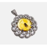 Bernstein-Anhänger, 925er Silber, mittig runder