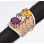 Außergewöhnlicher Farbstein-Ring, 925er Silber z.T.