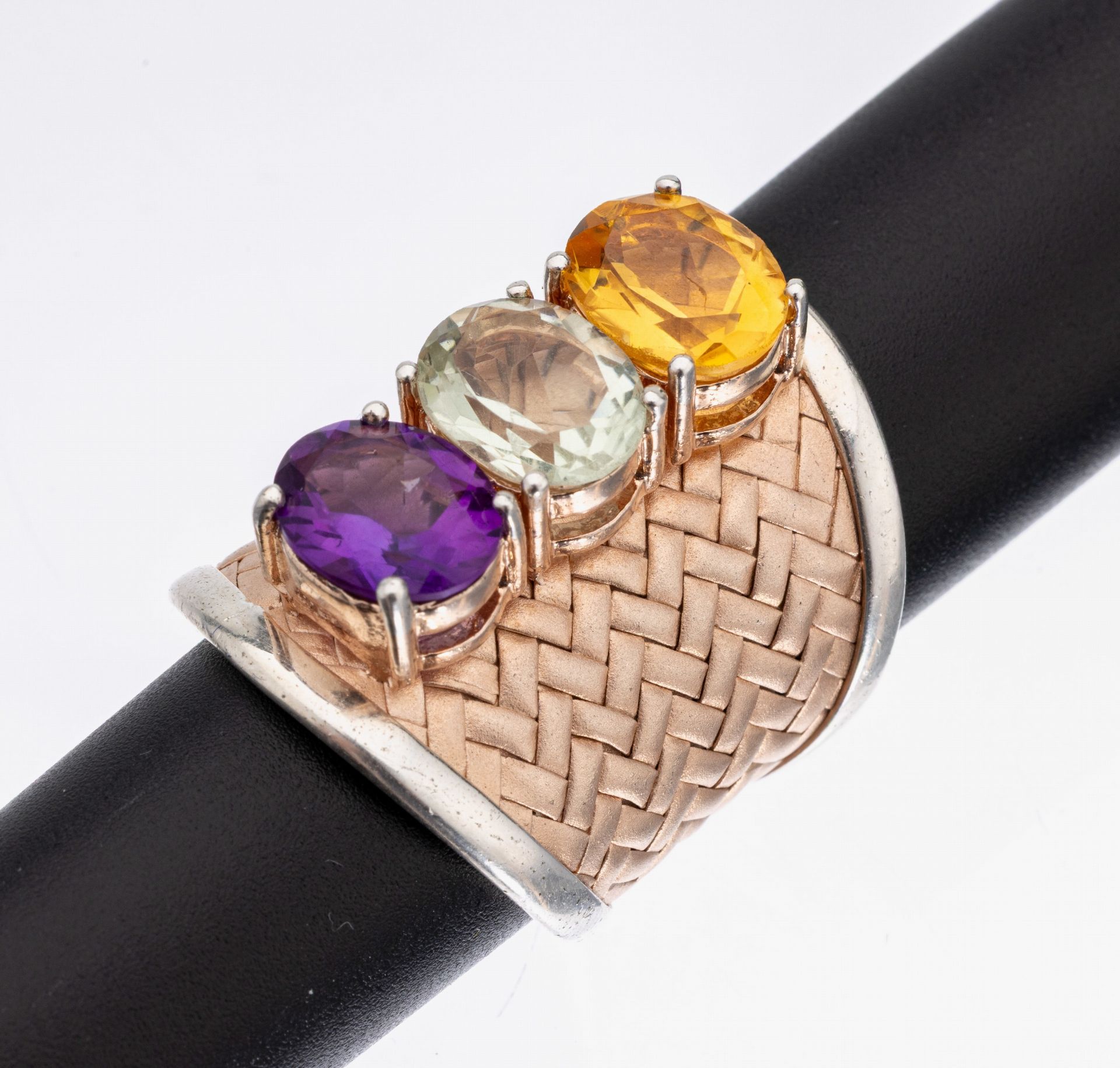 Außergewöhnlicher Farbstein-Ring, 925er Silber z.T.