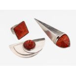 Korallen-Schmuckset, 925er Silber, Meistermarke unged.,