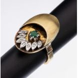 14 kt Gold Diamant-Smaragd-Ring, GG 585/000, rundfacett.
