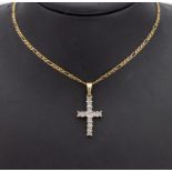 14 kt Gold Diamant-Kreuzanhänger, WG/GG 585/000,