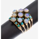 14 kt Gold Opal-Türkis-Ring, RG 585/000, gepr., sogn.