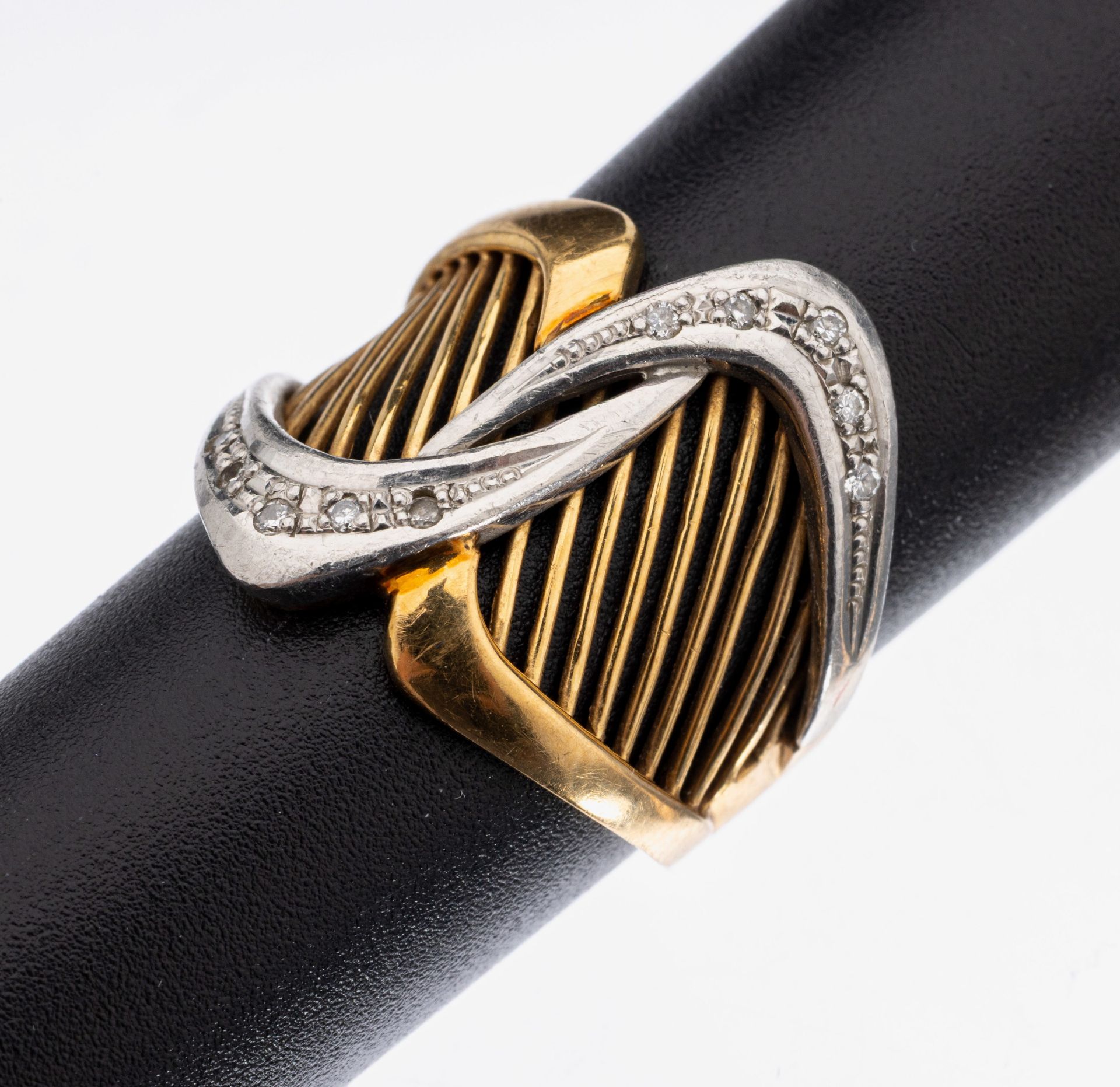 18 kt Gold/Platin Brillant-Ring, GG 750/000und Platin, 10