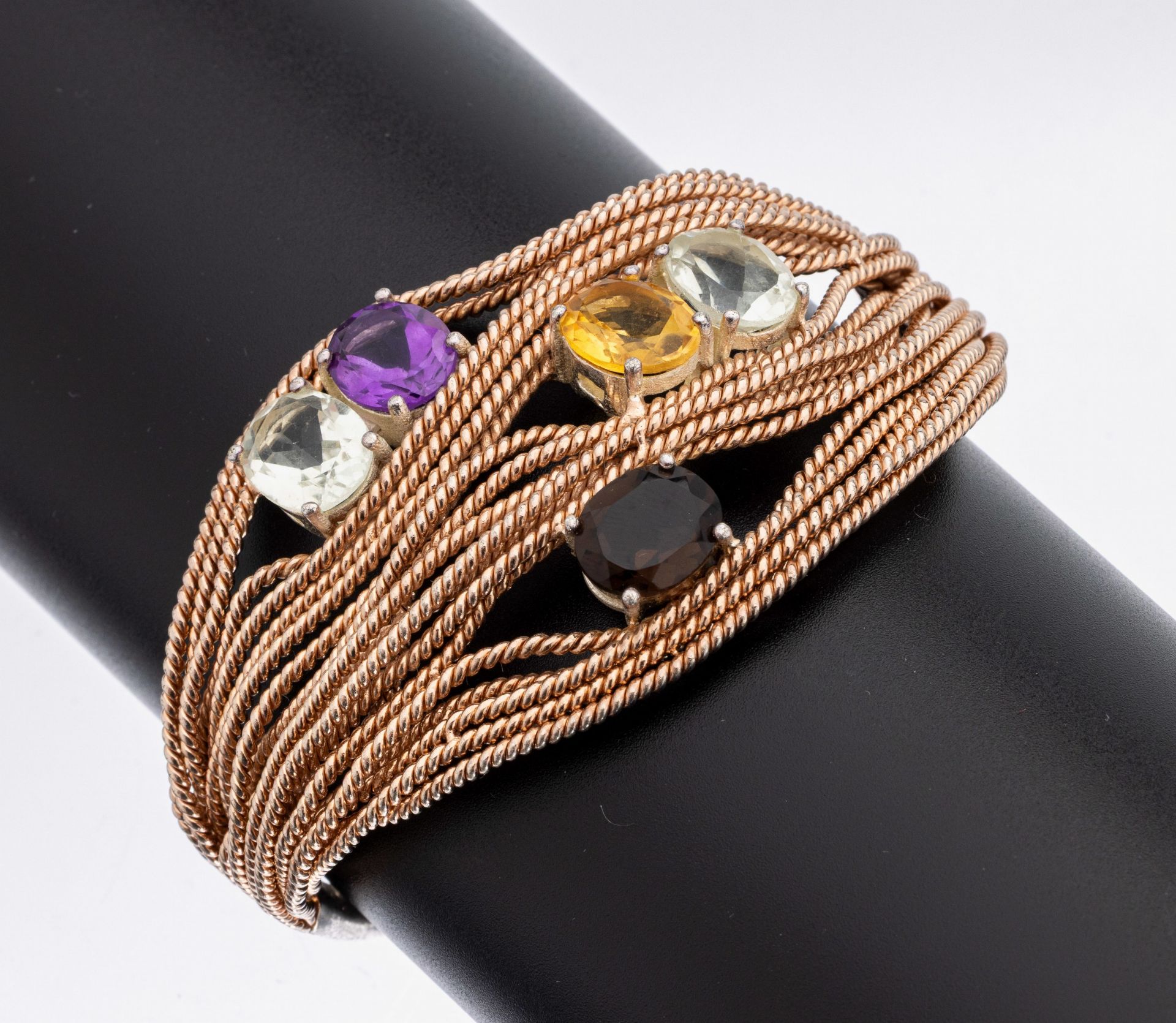 Außergewöhnliche Farbstein-Armspange, 925erSilber z.T.