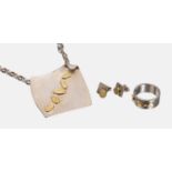 Designer-Schmuckset, 925er Silber, teilvergoldet, best.